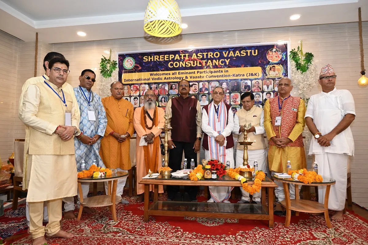 Dignitaries on the dais at the convention in Katra, Jammu and Kashmir