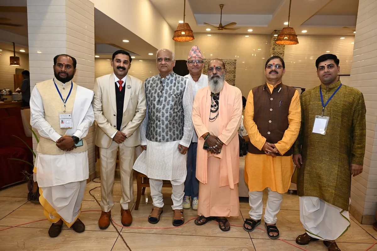 Acharya Hari Sharma with fellow astrologers and scholars at a convention